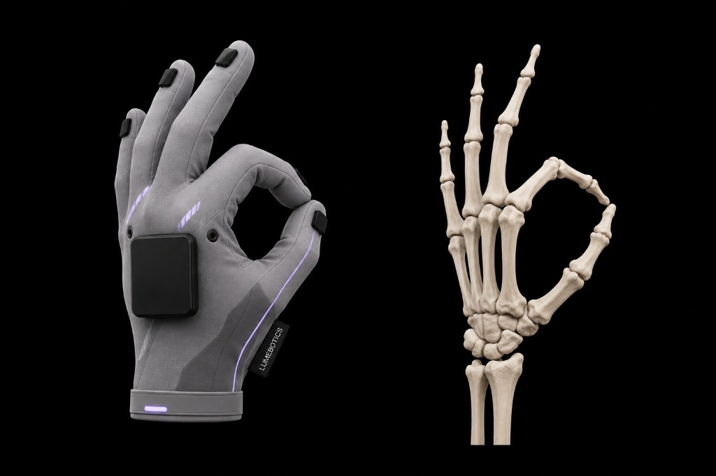 Lume Glove wearable capture device with hand skeleton kinematic overlay